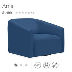 Custom Arris Blue Fabric Swivel Chair