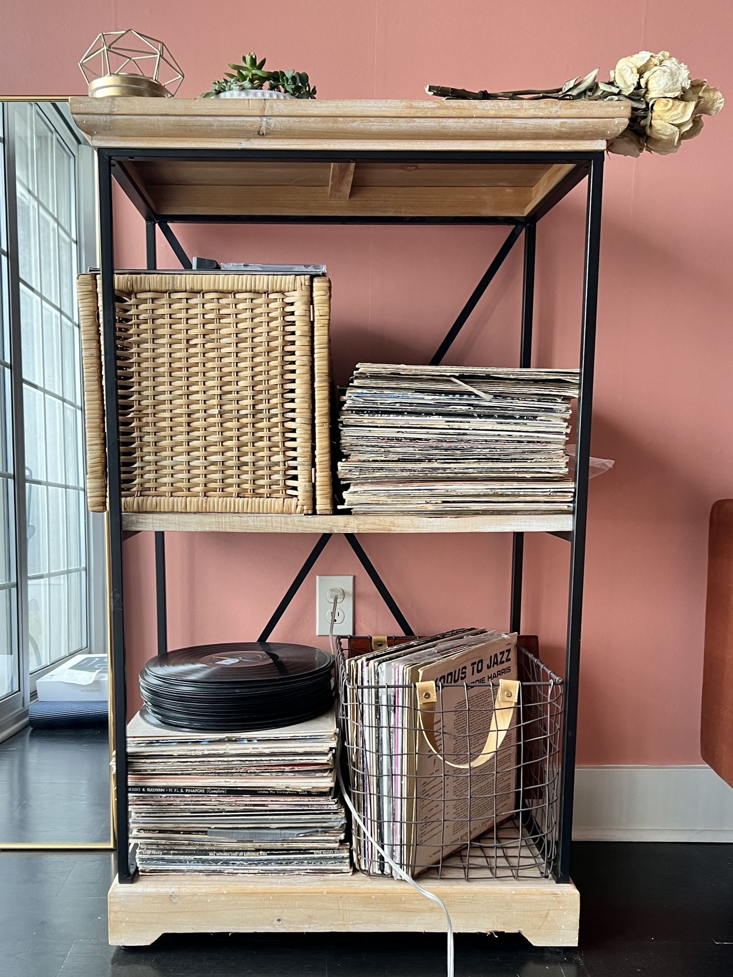 Decorative Wooden Bookcase w/ Storage Bins