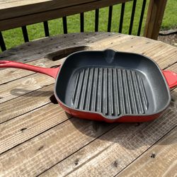 Enameled Red Square Crofton Grill Skillet Pan 