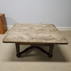 Rustic Farmhouse Style Square Wooden Coffee Table