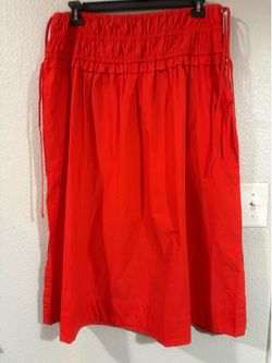 Smocked Drawstrings Cotton Maxi Skirt