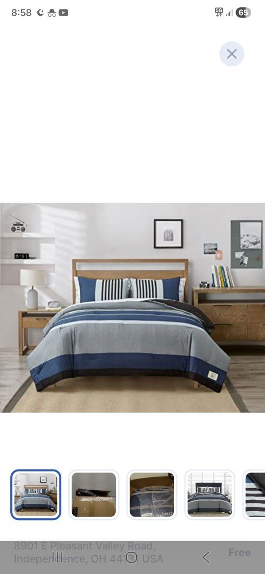 Nautica - Twin Comforter Set, Reversible Cotton Bedding with Matching Sham, Medium Weight for Year Round Use, Dorm Essentials, Oeko-Tex Certified (Ren