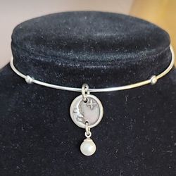 Moon Charm & White Freshwater Pearl Bracelet  (NWOT)