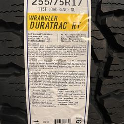 255/75R17 Goodyear Wrangler Duratrac RT 115T SL Black Wall Tire 