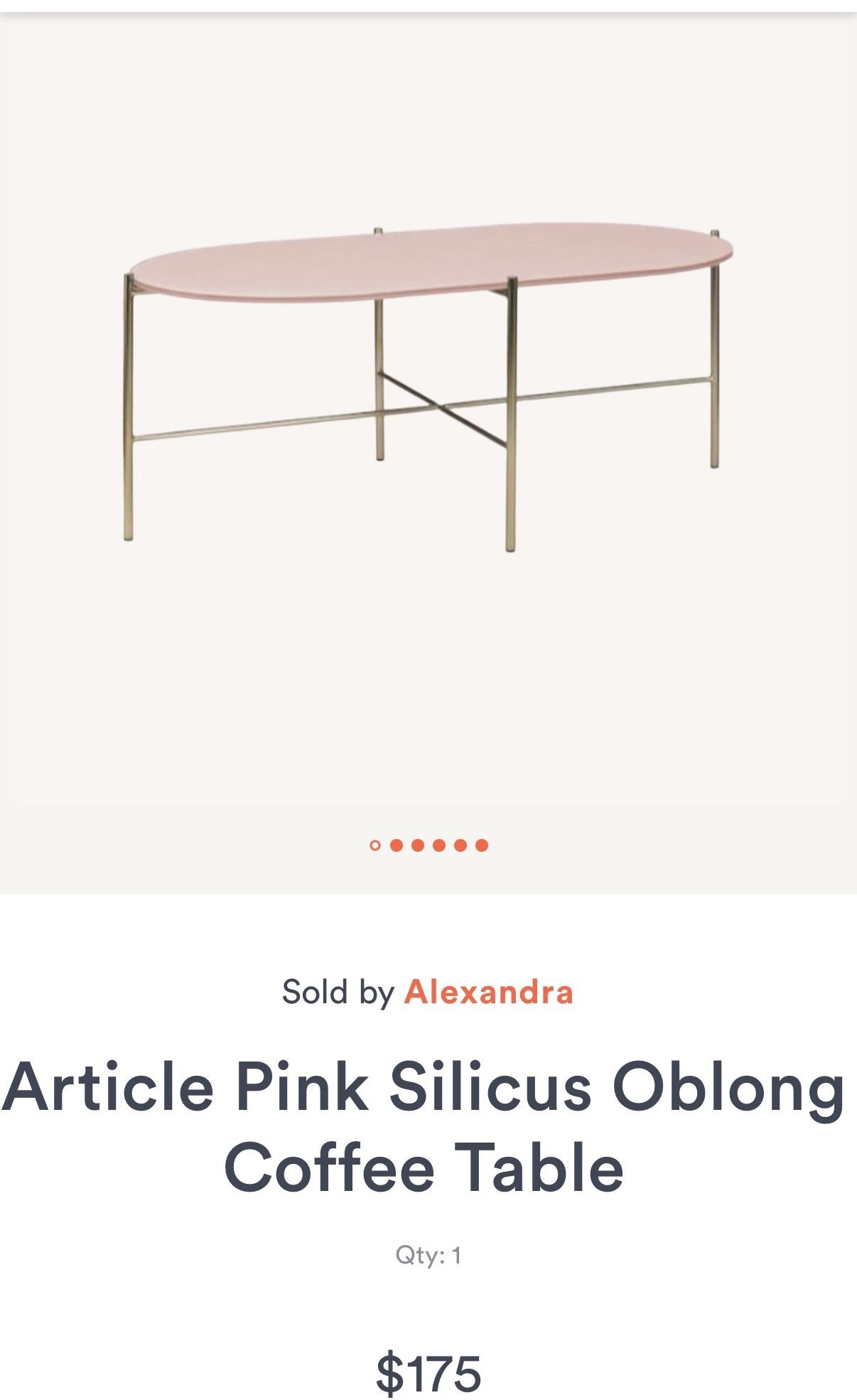 Article Pink Silicus Oblong Coffee Table
