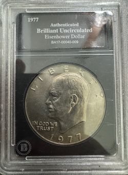 1977 Eisenhower Dollar  Brilliant Uncirculated Authenticated $1 IKE DOLLAR