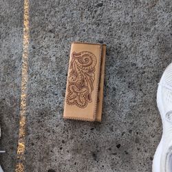 Vintage Tooled Leather Wallet Clutch Floralll Mm