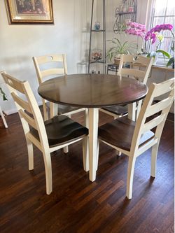 Modern Round Dining Table Set – 4 Chairs