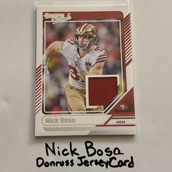 Nick Bosa San Francisco 49ers All-Pro DE Donruss Short Print Insert Jersey Card. 