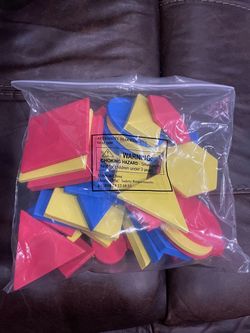 60 Piece Set Foam Attribute Pattern Blocks Geometric Shapes/Math Manipulatives