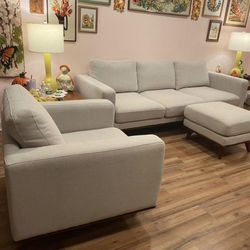 3 Seater Couch Sofa Chair Ottoman 