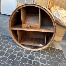 Wine Barrel Display/Shelf For Bottles And Glasses 