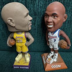 2 Collectible Bobble heads Laker Legends Gary Payton And Lamar Odom 