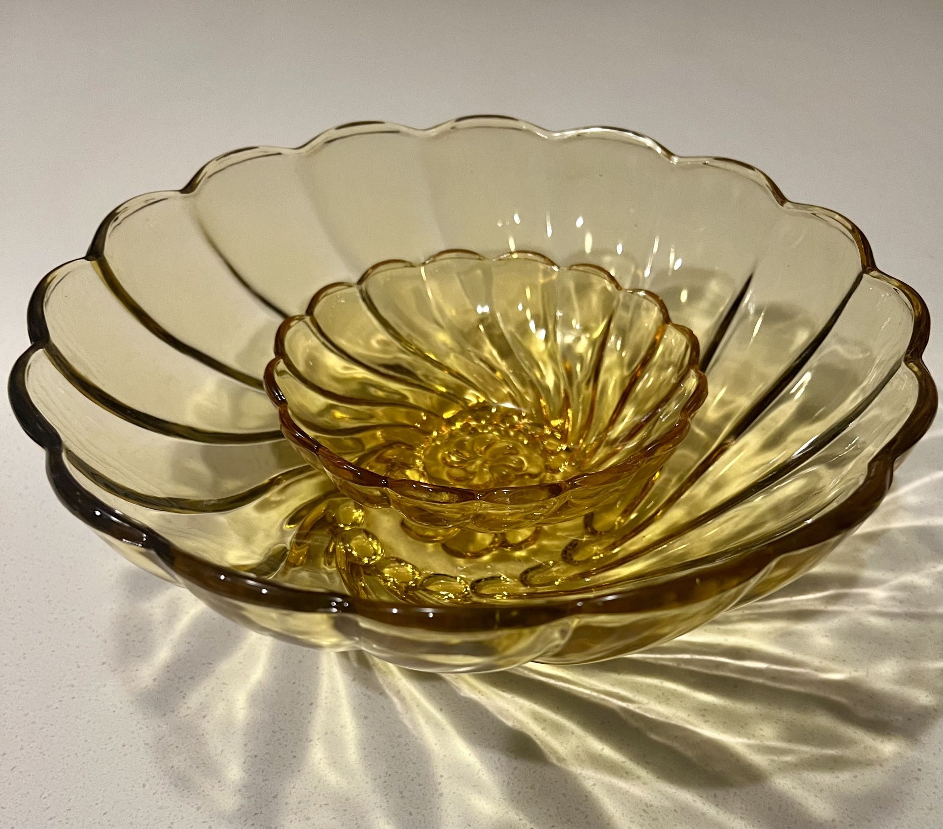 Amber Glass Bowls And Plate