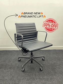 🔥100% AUTHENTIC🔥BRAND NEW HERMAN MILLER EAMES ALUMINUM GROUP MANAGEMENT CHAIR! PNEUMATIC LIFT! MANY AVAILABLE! 🔥BLACK LEATHER🔥