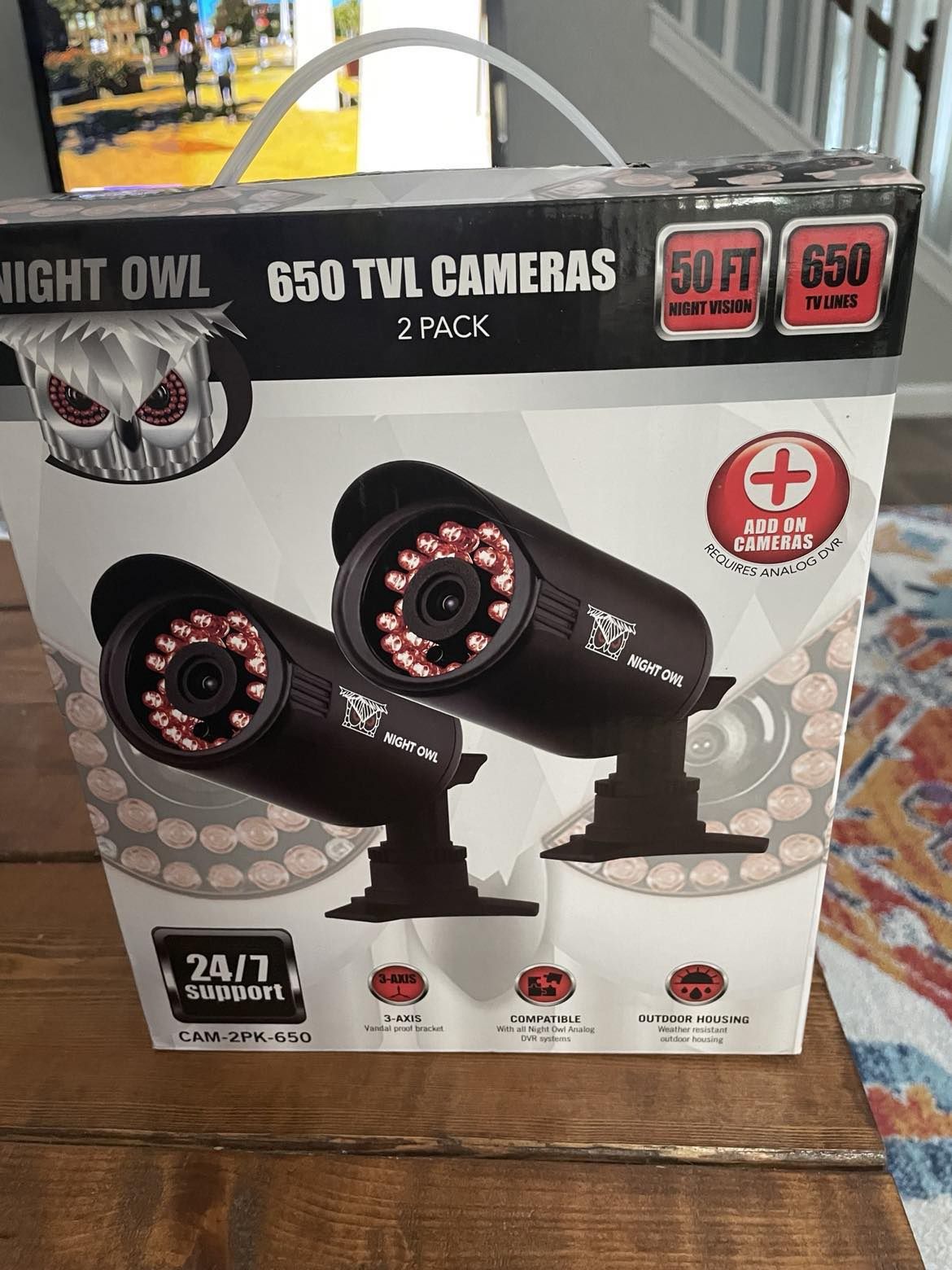 REDUCED NEW 2 Pack of Night Owl 650 TVL Black Cameras $25