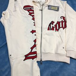 Cream Godspeed Sweatsuit.  S,m,l,xl