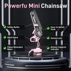 cordless 6 inch mini Chainsaw  pink
