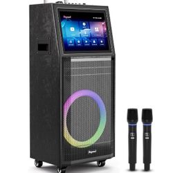 Karaoke Machine for Adults, with Lyrics Display, Smart Portable Big Bluetooth Speaker 2 Wireless Microphones, Professional Karaoke System 1000W Peak P