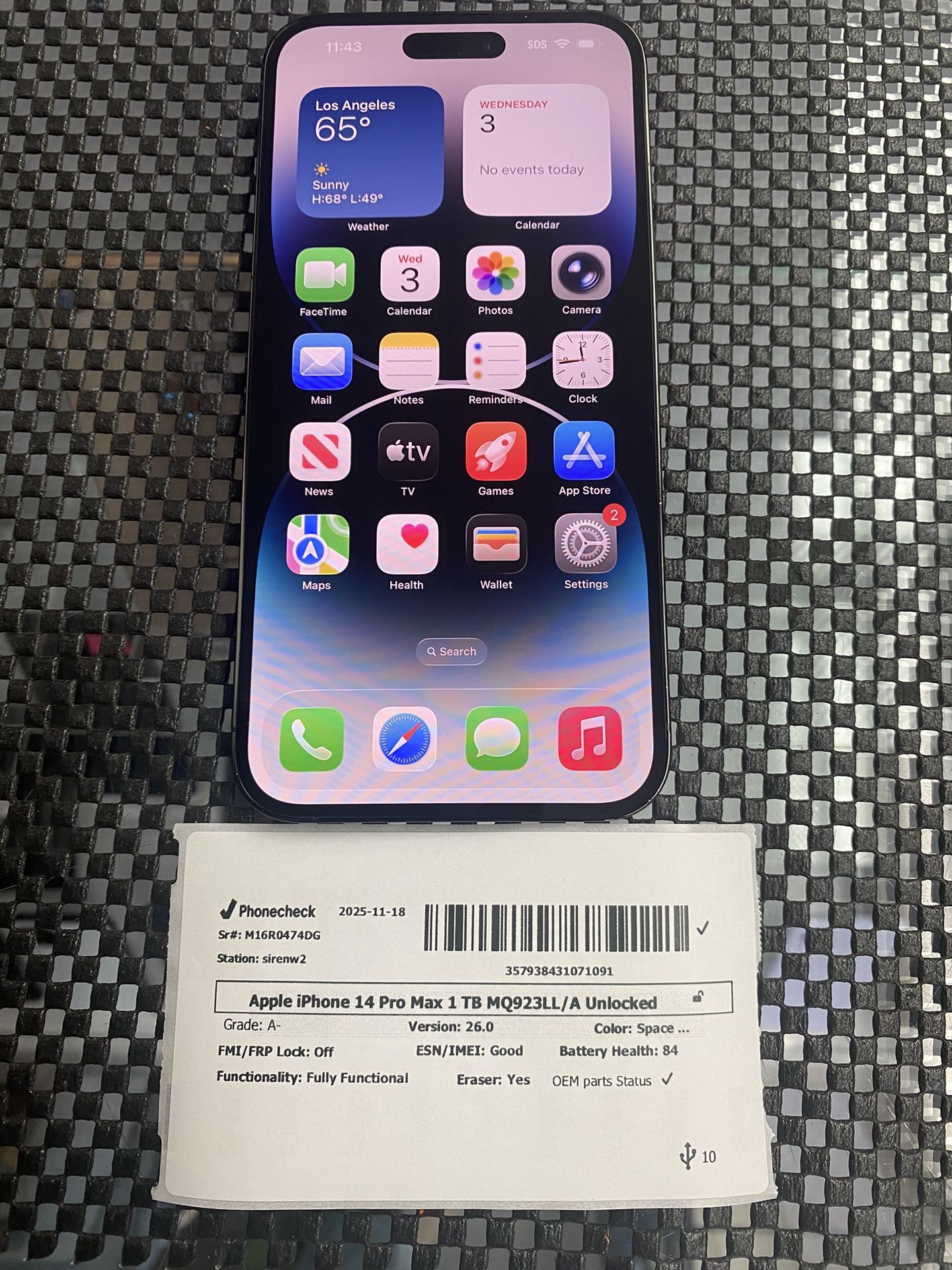 Unlocked Apple iPhone 14 Pro Max 1TB 1 Terabyte 84% BH