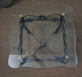 Glass Top Table with Wrought Iron Base