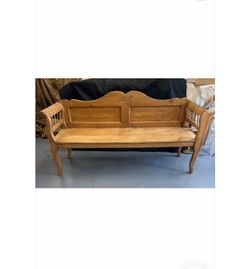 Vintage Entryway Hall Bench with Back - Handcrafted Solid Wood