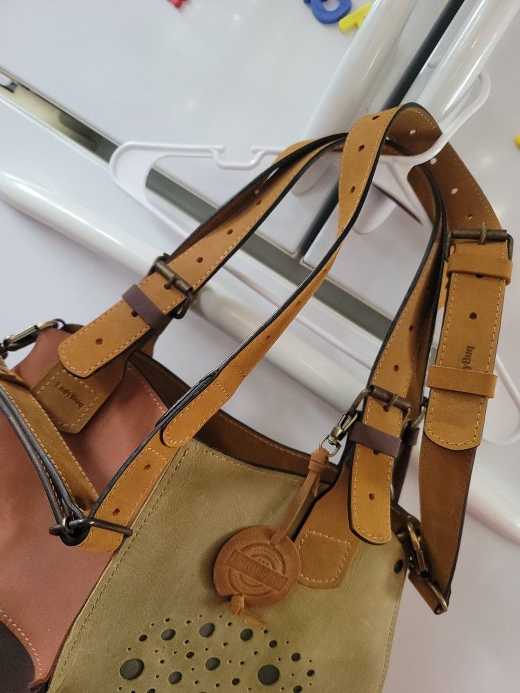 LadyBug Oversized Leather Tote Vacation Woman Original Leather Alicja Whiskey