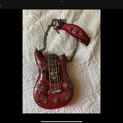 Red Guitar Shaped Purse