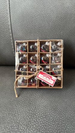 New Holiday Time 16 Mini Christmas Ornaments Decorations Merry Peace Jolly Sparkle