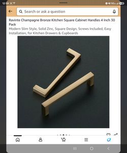 Champagne Bronze Square Cabinet Handles 30 Pack