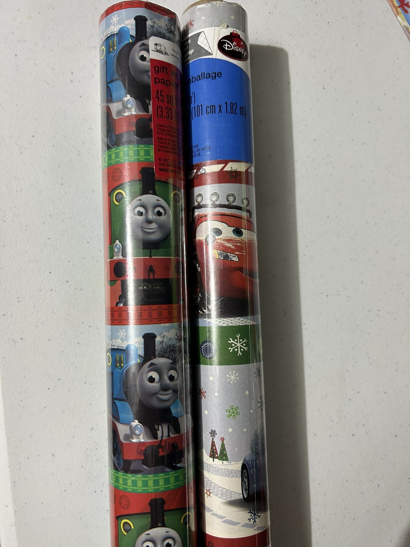 Disney Cars Thomas & Friends Train Gift Wrap Brand New