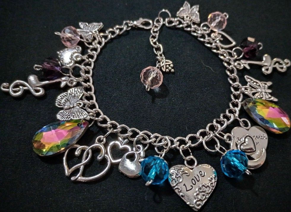 Love & Music Theme Charm Bracelet For Sale!