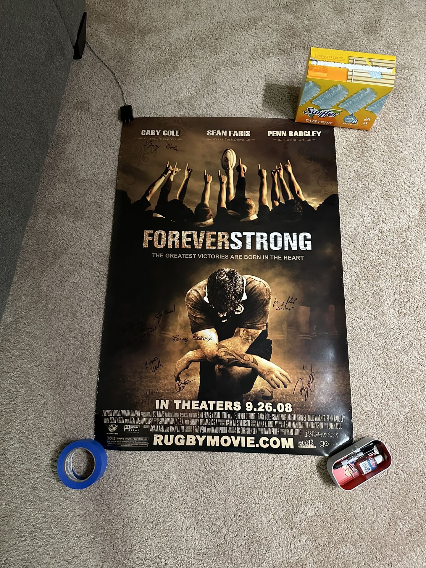 Forever Strong Autographed Movie Poster Signed By Cast With Picture Of Cast