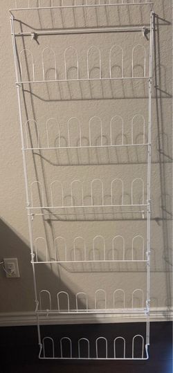 White Metal Wall Mounted Shoe Rack, Holds 18 Pairs