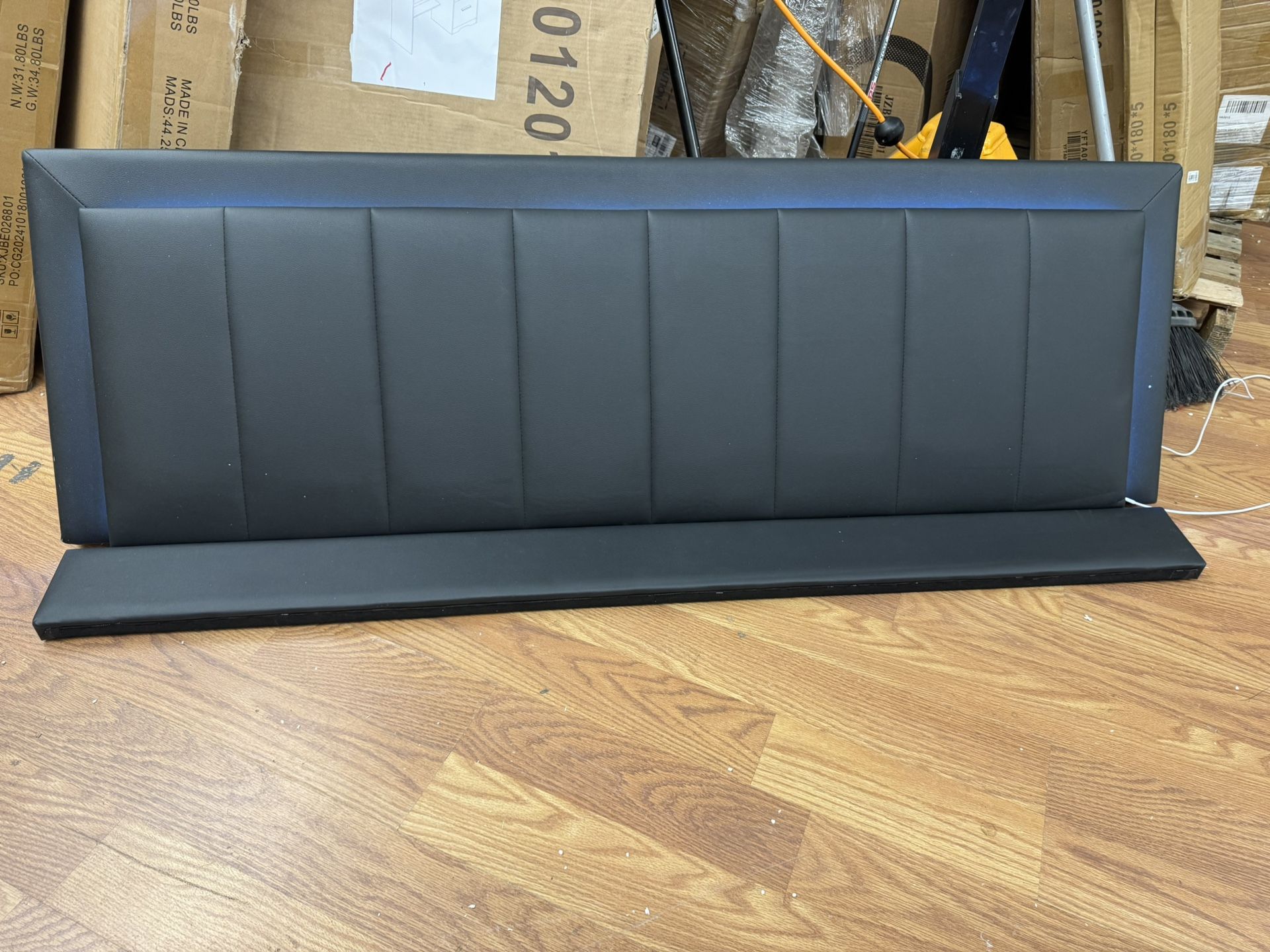 Black Faux Leather LED Queen Bed frame