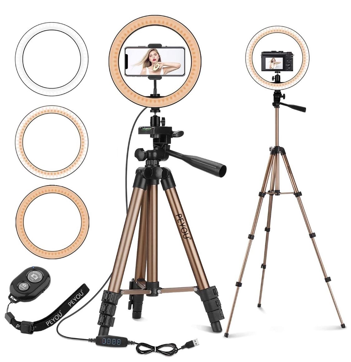 10" LED Selfie Ring Light with 50" Tripod Stand & Phone Holder