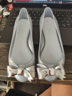 MINI Melissa Space Love II BLUE JELLY BOW FLATS SIZE 13
