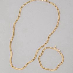 Cuban Chain & Bracelet Gold Plated 