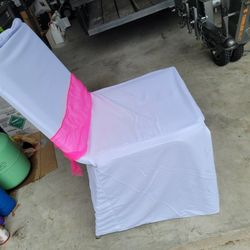 132 Seats Cover For Wedding With Pink Ribbon 