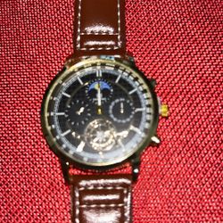 Beautiful Watch With Brown Leather Band 