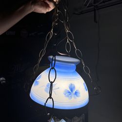Vintage Hand Painted Blue Lamp Light
