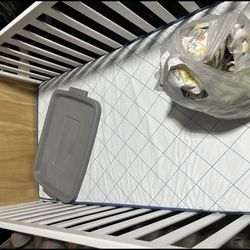 Brown tan White and blue baby crib bed mattress nursery