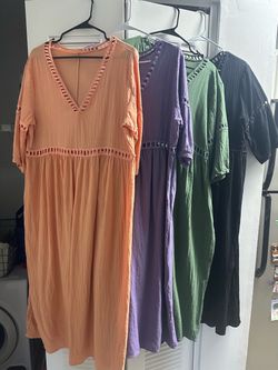 Set of 4 Cotton Linen dresses size Large set of 4 30.00