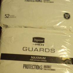 Mens Depend Guards 52 Count (8) Packs Of 52