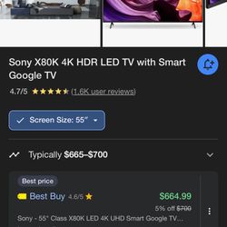 Sony 55” Smart Tv 