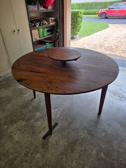 Round wood table reclaimed barn wood Georgia