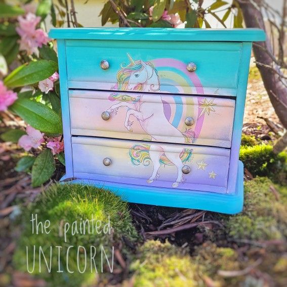 Unicorn Refinished Jewelry Box