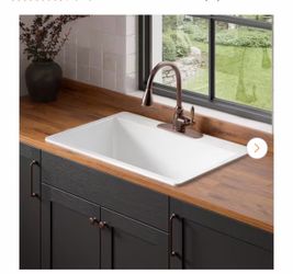 Jackson 33 in. 3-Hole Drop-In Single Bowl Crisp White Fireclay Kitchen Sink