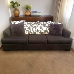 Dark Blue 96” Modern Sofa with Floral Design Cushions by Mor Furniture