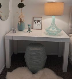 West Elm white lacquer desk or console table.